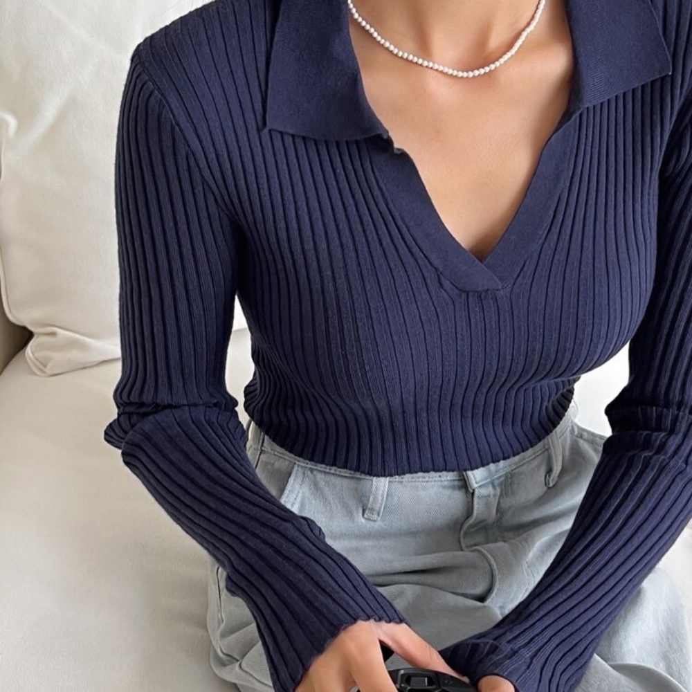 Forever 21 Black Ribbed Knit Top